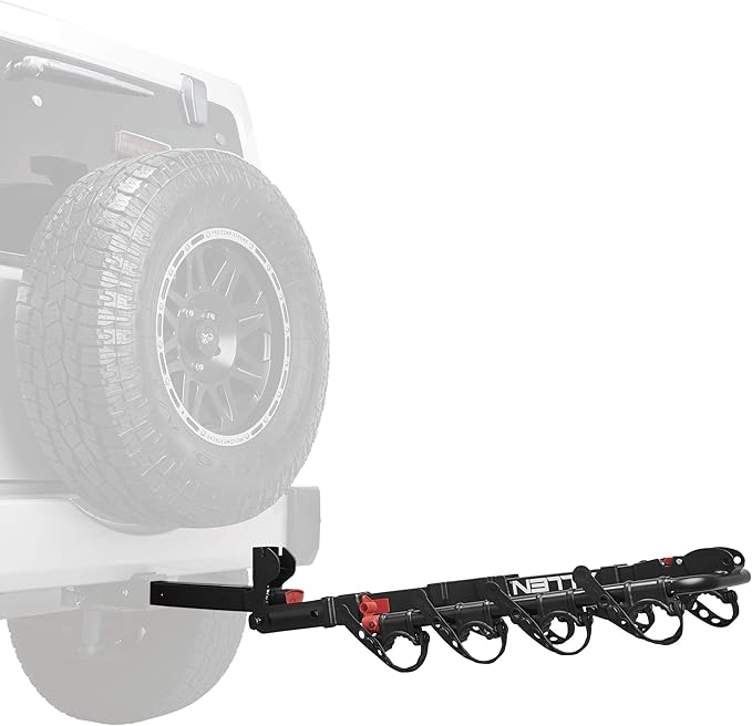 Allen Sports Premier Locking Quick Release 4-Bike Carrier for 2 Inch Hitch on Vehicles with Spare Tire, Model 400QR, Black