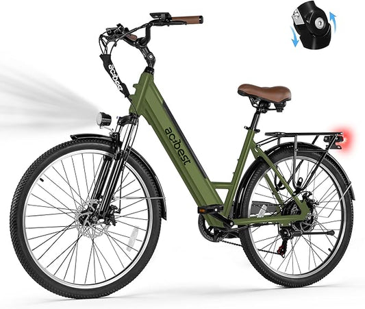 Cores Electric Bike for Adults, 26" Electric Commuter Bike with 1200W Peak Motor, 28MPH 70 Miles Max, 48V 576Wh Removable Battery, 7-Speed City Cruiser Mountain E Bike for Commuting