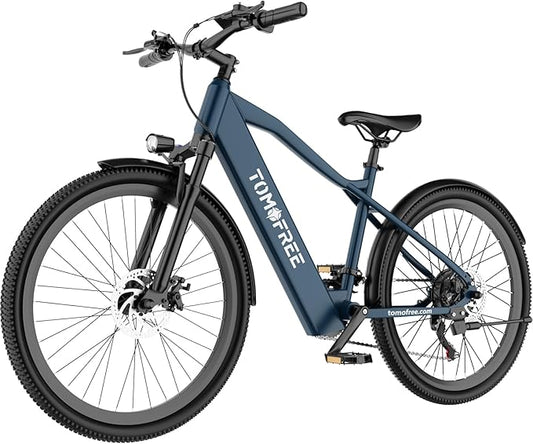 Tomofree Electric Bike for Adults, 21-Speed Mountain Ebike, Peak 1200W 24MPH Brushless Motor, Up to 30 Miles 37V Battery, 26X2.1 Tires Step-Over Electric Bycicle for Commute