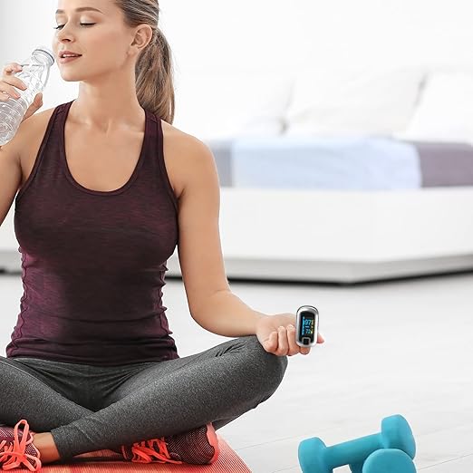 mibest OLED Finger Pulse Oximeter, O2 Meter, Dual Color White/Silver