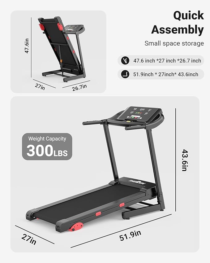 THERUN Home Treadmill with Incline Adjust, 3.0 HP Treadmill, Heart Rate Monitoring, Wider Running Belt