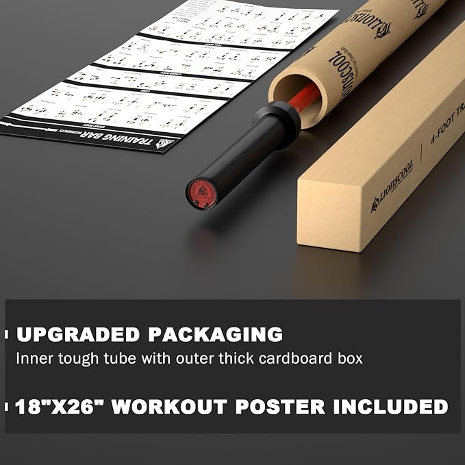 LIONSCOOL Premium 4ft/4.9ft/6ft Barbell for Strength Training and Olympic Weightlifting, 2 Inch Bar for Squats, Curls, Deadlifts, Presses, Hip Thrusts, 350lbs/500lbs/700lbs Weight Capacity