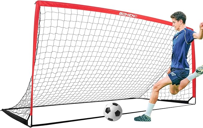 BOHEN 11x5.5 FT/9x5 FT/6x4 FT Portable Metal Soccer Goal for Backyard with Carry Bag - Fun for Outdoor Indoor Training Games for Kids and Adult, Easy Storage and Transportation