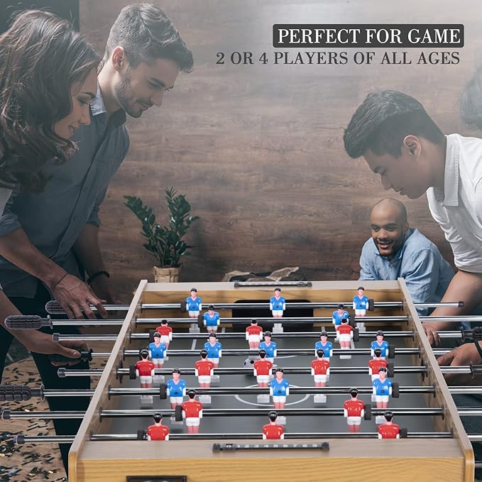 48in Foosball Table, Competition Sized Soccer Table w/ 2 Balls, 2 Cup Holders 2x4ft for Kids, Adults, Suit for 4 Players, Football Table for Home, Game Room, Arcade
