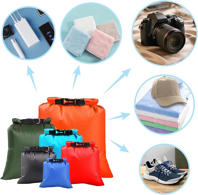 6PCS Dry Bags Waterproof, Lightweight Dry Bags for Kayaking Waterproof,Outdoor Waterproof Bag for Kayaking Hiking Boating Camping