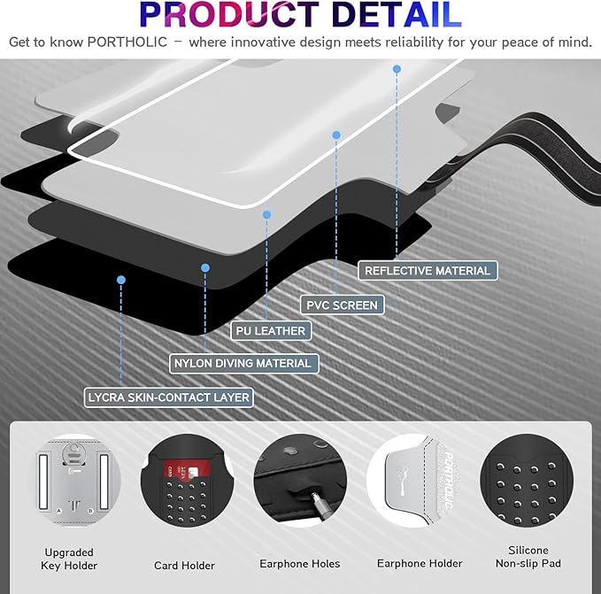 Running Armband with Large Reflective Strips, for iPhone 17/16/15 Pro/Pro Max/14 Plus/13/11/XR/XS, Galaxy S25/24 Water Resistant Phone Holder Case with Extension Strap, Key Card Slot, Earphone Holder