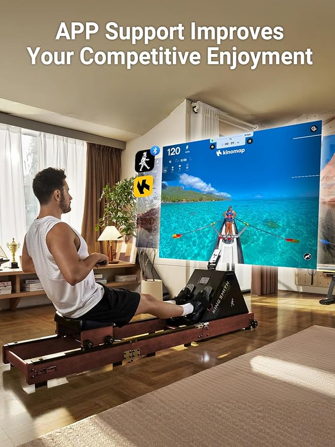 Water Rowing Machines for Home, WR20 Foldable Row Machine, 331LB Weight Capacity, Water Rower Machine with LCD Monitor, App Supported and Comfortable Seat for Folding Water Rowers