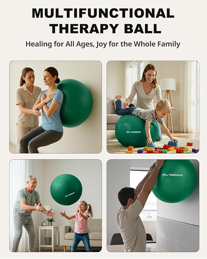 Trideer Exercise Ball for Physical Therapy & Workout - Swiss Ball for Core Strength & Balance
