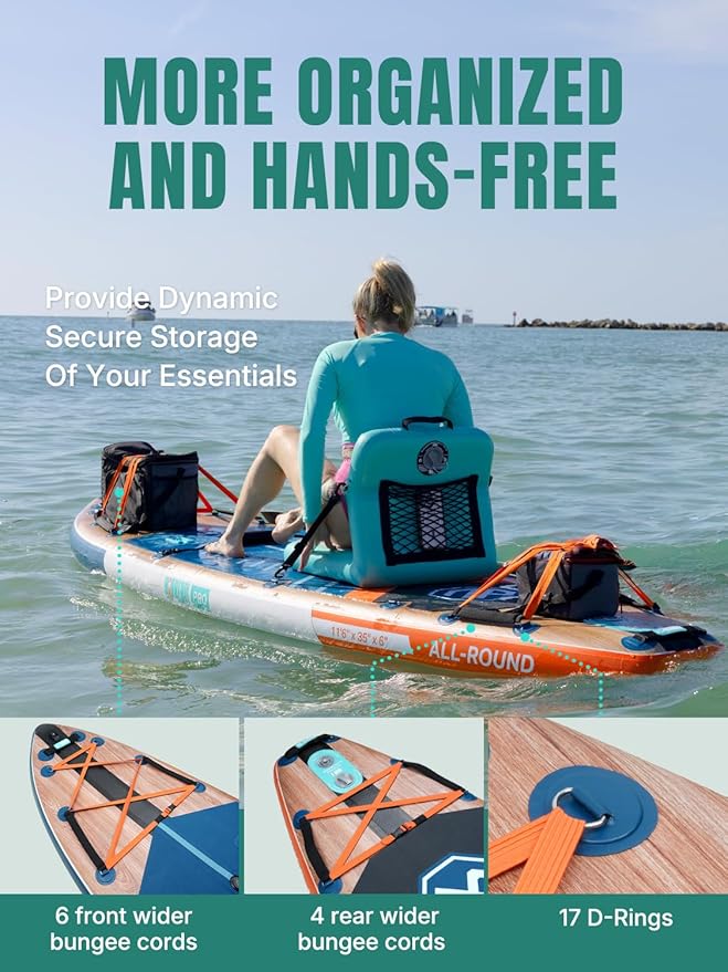 Niphean PRO (Extra Large) Inflatable Paddle Board, 11'6" Stand Up Paddle Board with Pressure Gauge, Inflatable Seat, Multifunctional Base, StabilTrac Fin, Upgraded SUP for Adults, Family, 2+1 Person
