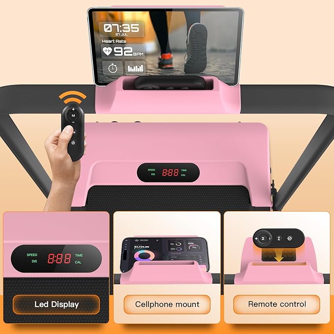 ANCHEER 4 in 1 Under Desk Treadmill with Incline - 2s Folding/Max 300 lb Capacity Walking Pad - Compact Electric Treadmill for Home, Gym, or Office with LED Touch Screen and Remote Control