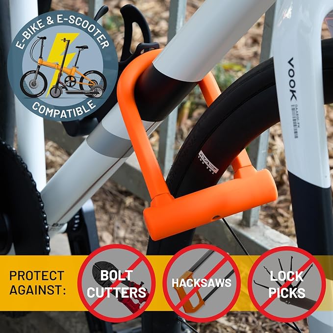 Sigtuna Compact U-Lock | Lightweight Silicone Coated Bike U-Lock (Orange) for Bicycle, E-Bike, Scooter, Motorcycle, Outdoor Equipments