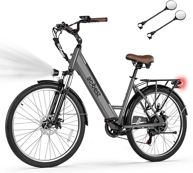 Cores Electric Bike for Adults, 26" Electric Commuter Bike with 1200W Peak Motor, 28MPH 70 Miles Max, 48V 576Wh Removable Battery, 7-Speed City Cruiser Mountain E Bike for Commuting