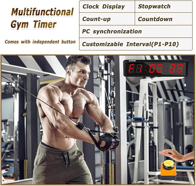 Independent Button Type 1.5-inch Fitness Room Rest Timer, Suitable for Gym Exercise/School/Home Exercise/Boxing Gym/Indoor Rock Climbing (1.8-inch Data PC Transmission Mode)