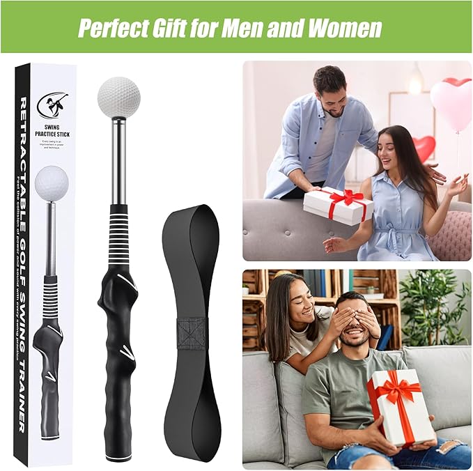 Retractable Golf Swing Trainer, Golf Grip Trainer and Golf Training Aid for Chipping Hitting