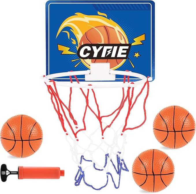 CYFIE Mini Basketball Hoop for Toddler Kids, Indoor Suction Cup Basketball Hoop with 3 Balls for Bath, Bedroom, Office Door, Fun Sports Toy for Boys Girls