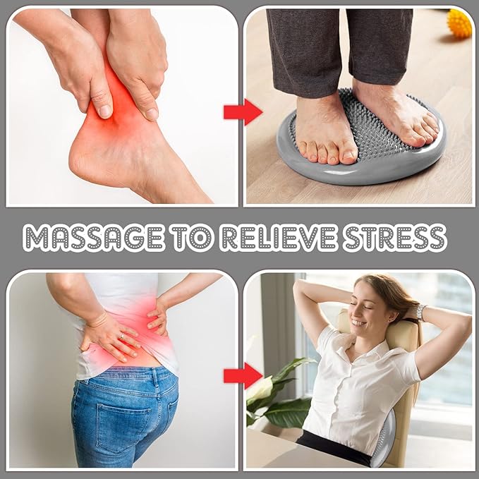 Jerify 4 Pcs Wiggle Seat Flexible Inflated Wobble Cushion Stability Balance Pad Balance Disc Sensory Seat for Men Women Fitness Physical Exercise Improving Posture Home Office