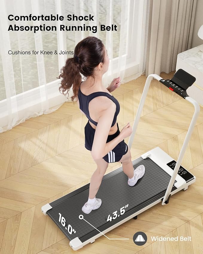 DeerRun 3 in 1 Walking Pad Treadmill, 300 Weight Capacity Foldable Treadmill, 3.0HP Low Noise Under Desk Treadmills for Home Office with Remote & APP