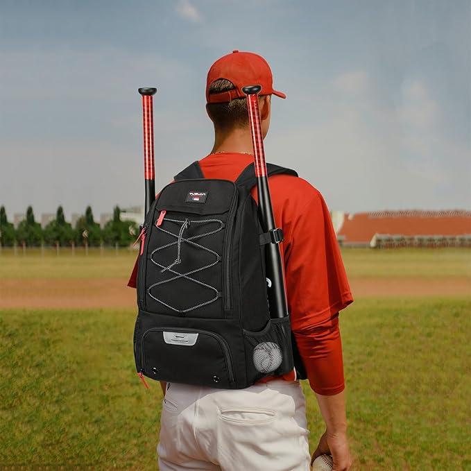 TUGUAN Baseball Bags for Adults Mens with Fence Hook, Laptop Compartment, Shoes Compartment & Glove Holder Portable Youth Boys Softball Backpack Coaches Catchers Team Equipment Gear Bags