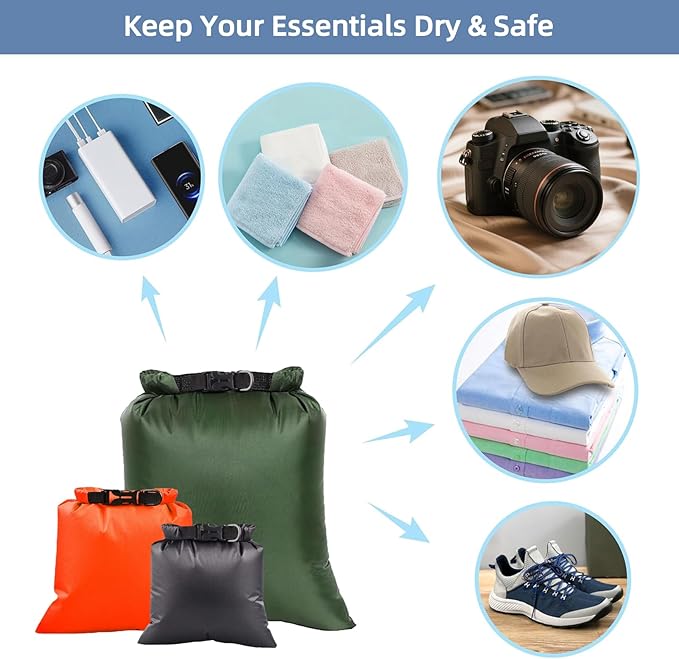 6PCS Dry Bags Waterproof, Lightweight Dry Bags for Kayaking Waterproof,Outdoor Waterproof Bag for Kayaking Hiking Boating Camping