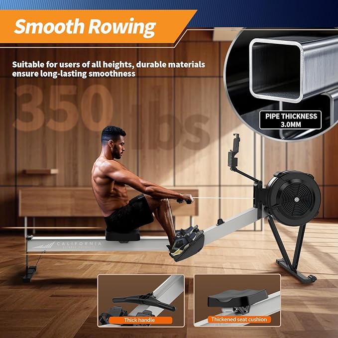Marcy Air Resistance Rowing Machine with Transport Wheels