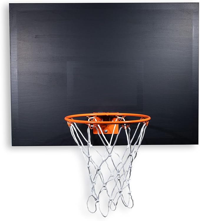 CALIKIWIPROS Mini Basketball Hoop Set Pro League Decorative Solid Wood Wall Mount, Includes 9’ Hoop & 5 mini Basketballs, Classic Look with Colors Matching Some pro Teams.