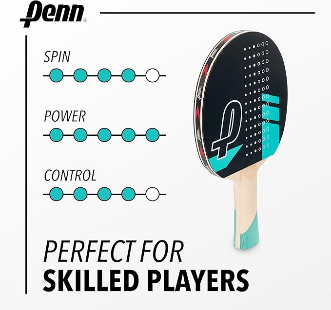 Penn 5.0 Professional Ping Pong Paddles - Choose Single Table Tennis Paddle, or Deluxe 2 or 4 Player Kit with Balls and Storage Case