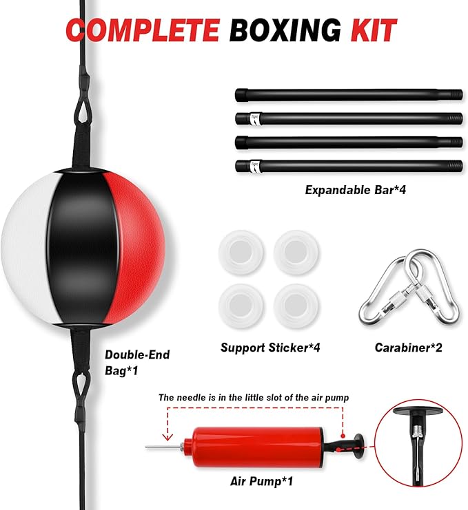 Doorway Punching Bag Double End Bag for Boxing, No Wall Installation Boxing Training Set with Bungee Cords, Double End Punching Ball Striking Equipment for Training at Home & Gym