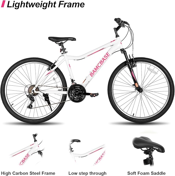 Hiland Adult 26 Inch Mountain Bike, Mens and Womens Bicycle with 21 Speed, High-Carbon Steel Frame Mountain Bicycle, Sport MTB for Men Women