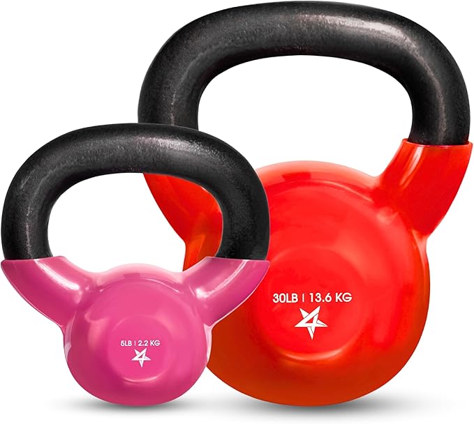 Yes4All Kettlebell Set Vinyl Coated Weights Combo for Full Body Workout Equipment Push up, Grip Strength Training, Dumbbell Weights Exercises