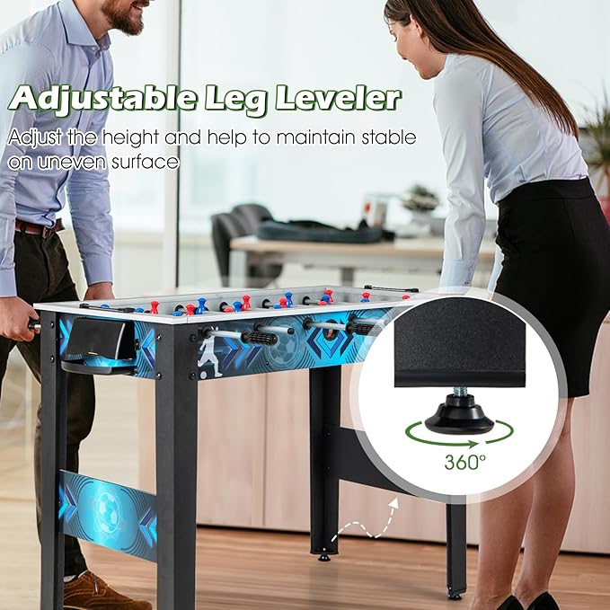 Giantex Foosball Table, 37.5" Foosball Table Adult Size, with 2 Balls, Smooth Handle, Adjustable Leg Leveler, Realistic Soccer Field, Soccer Table Game for Kids, Teens, Table Football Game