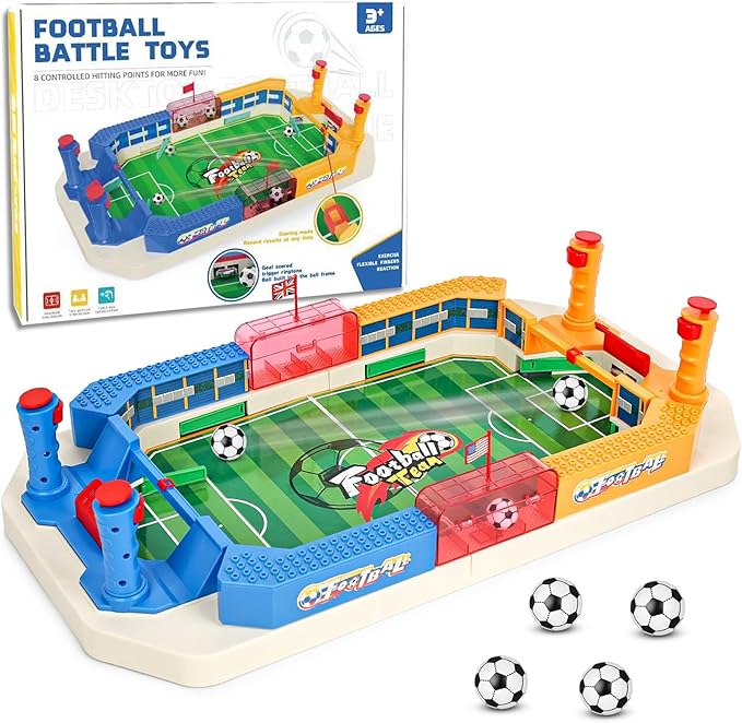 Desktop Foosball Game Set - Mini Soccer Shootout for Adults, Kids & Family Fun - Party Night & Travel - Children's Day & Birthday Gift
