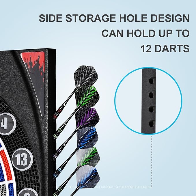 Electronic Dartboard, Dual Speakers with Automatic Voice Announcing Score, High Definition LCD Display, Includes 12 Soft Tip Darts, Suitable for Family Gatherings Bar Entertainment