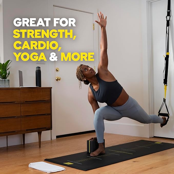 TRX Suspension Training Mat - Non-Slip Gym Mat, Black, 72" x 24"