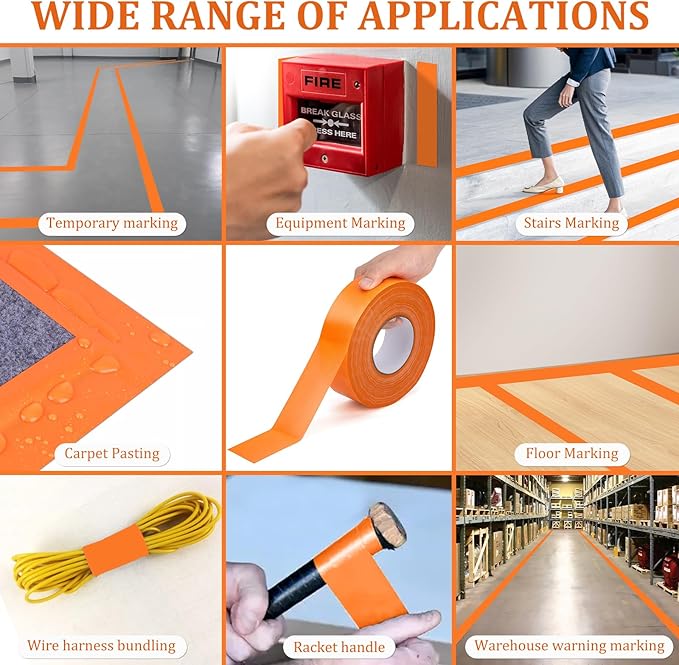 328FT Pickleball Court Marking Kit Orange Temporary Pickleball Court Lines Tape for Badminton, Tennis, Basketball, Pickleball Court Marking