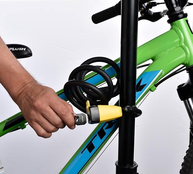 Coiled Bike Lock, Heavy Duty Anti Theft Bike Cable Lock, 6 Feet Long, Secure Bike Lock with Key and Bracket, Designed for Bikes & Scooters.