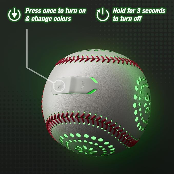 Kids Baseball Glove with Light Up Baseball/LED Rechargeable, 9 Lighting Modes Official Size Leather Weighted Glow Baseballs for Day Night, Sport Toys Games Gifts for Youth Boys