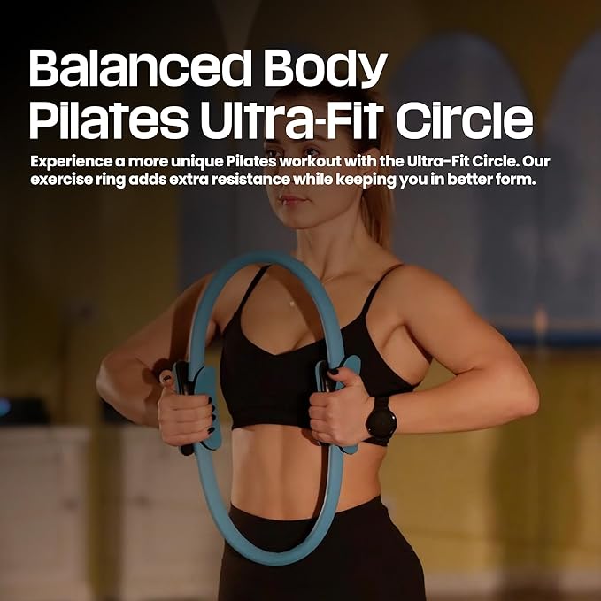 Premium Pilates Ring Fitness Circle - Lightweight Durable Foam Padded Handles, Flexible Resistance Exercise Equipment for Toning Arms, Thighs, Legs & Core