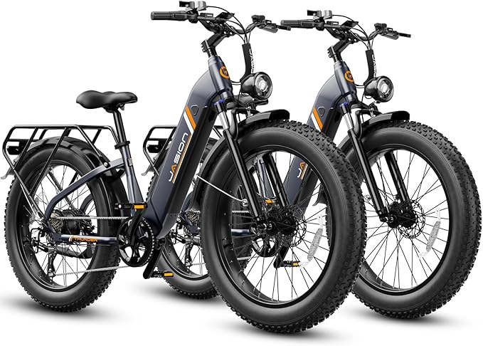 Jasion Thunder Electric Bike, 30+MPH 1500W Peak Motor E Bikes, 80Miles Range with 864Wh Battery, Hydraulic Disc Brakes, Front Suspension, 26'' x 4'' Fat Tire Adults Electric Bicycles, APP Control