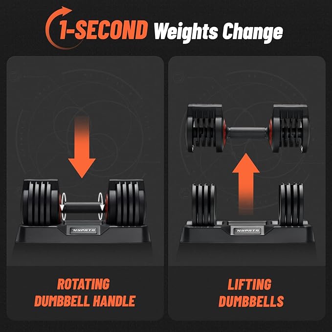 25/55 lbs Pair Adjustable Dumbbell Set, Adjust Dumbbell Weight for Exercises Pair Dumbbells for Men and Women in Home