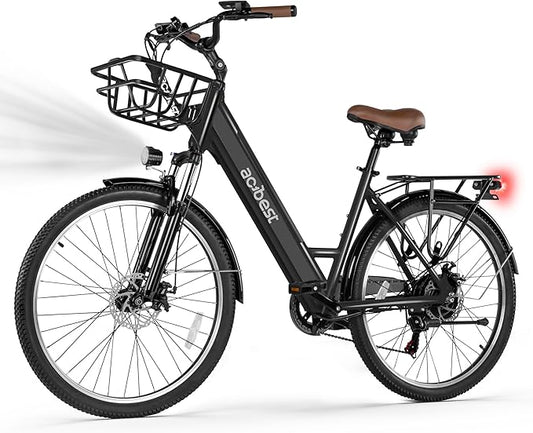 Cores Electric Bike for Adults, 26" Electric Commuter Bike with 1200W Peak Motor, 28MPH 70 Miles Max, 48V 576Wh Removable Battery, 7-Speed City Cruiser Mountain E Bike for Commuting