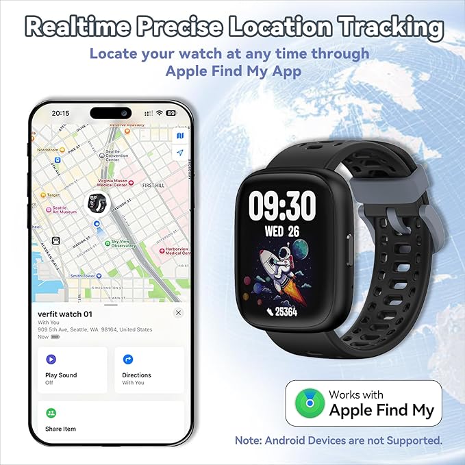 Fitness Tracker for Kids No APP No Phone Needed, Compatible with Apple Find My, 1.83" Smart Watch, Heart Rate, Sleep Monitor, IP68 Waterproof, Step Counter, Puzzle Games for Girls Boys Teens 5-16