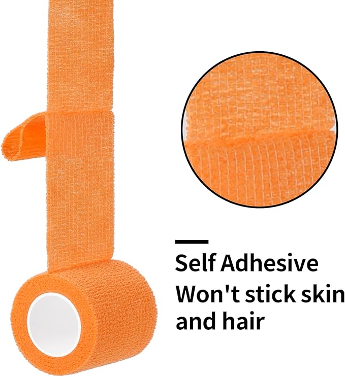24 Pack Self Adherent Cohesive Wrap Bandages Non Woven Cohesive Bandage Elastic Self Adhesive Bandage Wrap Sports Athletic Tape First Aid Tape for Wrist Ankle Pet Vet Wrap Grip Cover 2 inch