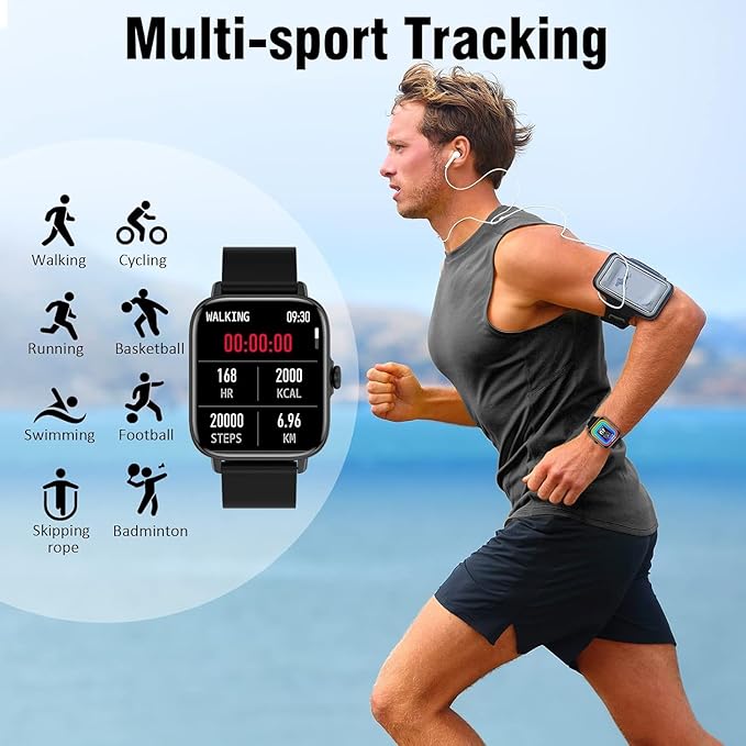 Smart Watch for Men Women (Answer/Make Call) - 1.9" Full Touch Screen Smartwatch iOS Android Compatible, Fitness Tracker Watch with Heart Rate Sleep Monitor, BP, SpO2, Step Counter (Classic Black)