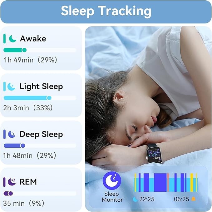 Tensky Smart Watch for Men/Women Android & iPhone, 1.85" Touch Screen Fitness Tracker with Answer/Make Call, IP68 Waterproof Heart Rate/SpO2/Sleep Monitor, Pedometer, 100+ Sport Modes (2 Bands)