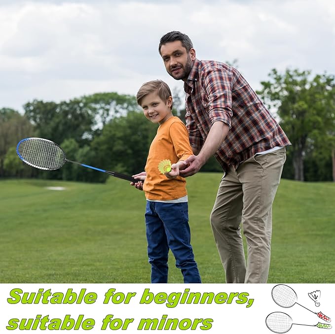 12 Pack Badminton Rackets Set Including Rackets, Nylon Shuttlecocks and Carry Bag for Outdoor Backyard Games Beginners