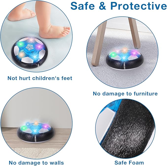 Hover Soccer Balls, 2 in1 Hover Football Toy Set with LED Star Night Light USB Rechargeable Bumper Sports Games Gift for Boys Age 6 7 8 9 10 11 12 Christmas Birthday Party Present