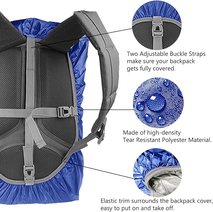 Frelaxy Waterproof Backpack Rain Cover, 10000mm Waterproof Level, Upgraded Ultra-Strong Multilayer Structure, Antislip Cross Buckle Strap, Ultralight Compact Portable, for Hiking, Camping, Traveling