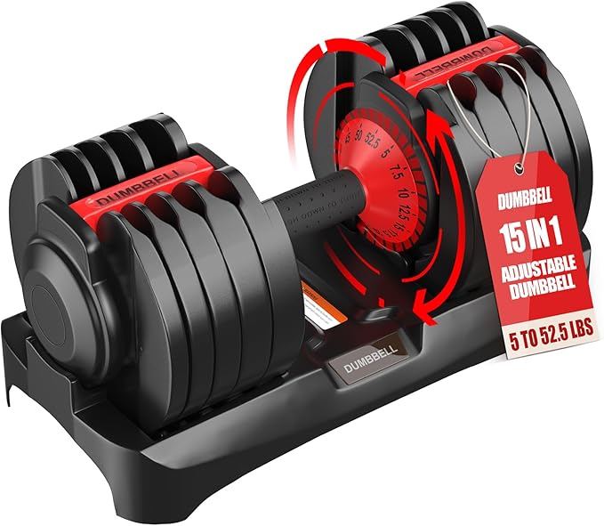 25/52.5/55LBS Adjustable Dumbbells Set with Anti-Slip Handle, Fast Adjust Weight Dumbbells Set with Dual Safety Locking System, Versatile Weights Set for Women & Men Full Body Workout Fitness, Compact Size Space Saving for home gym