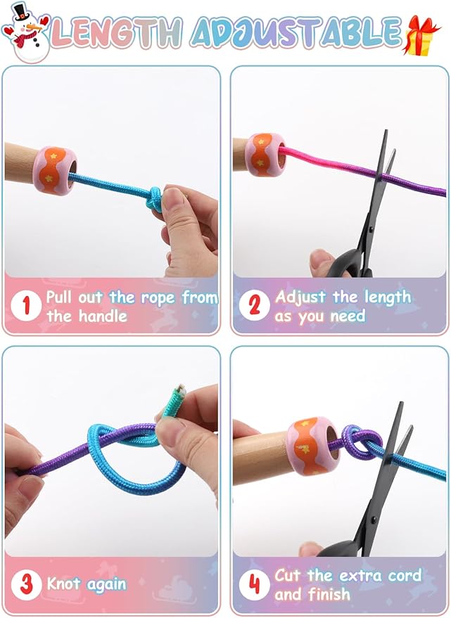 Jump Rope for Kids, Lorvain Adjustable Skipping Rope, Kids Jump Ropes with Wooden Handle for Girls Boys, Weighted Jumping Ropes for Fitness Workout Exercise Outdoor Fun Activity