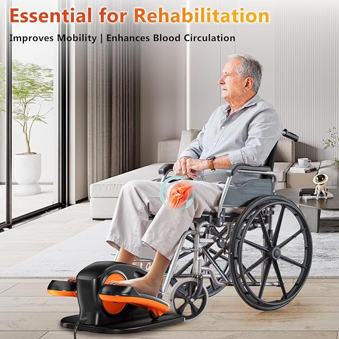 Under Desk Elliptical Exercise Machine, Ellipse Leg Exerciser as Seen on TV with Remote, 15 Adjustable Speed, Portable Leg Exerciser While Sitting for Seniors, Quiet Elliptical Machine for Home Office